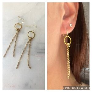 Handmade Gold Plated Drop Chain Earrings